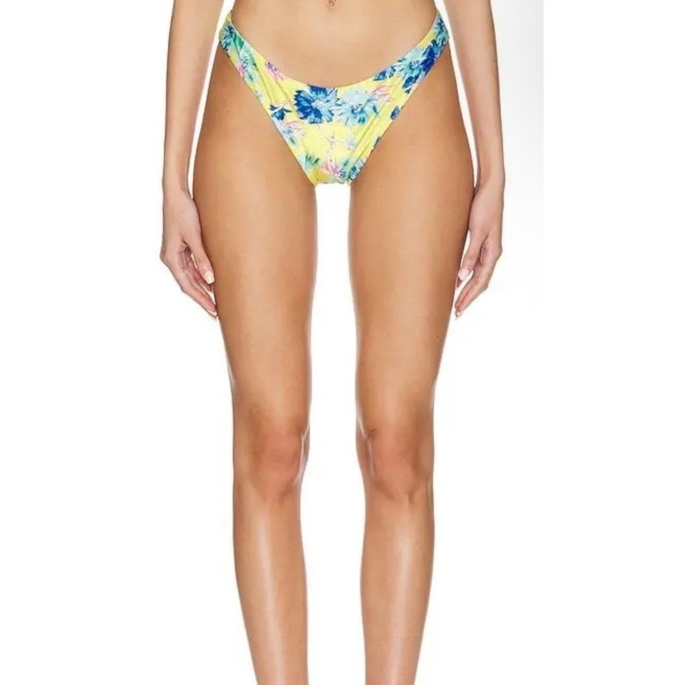MILLY Size L Margot Cabana Floating Cosmos Bikini Bottom Cheeky Jux Neon Yellow